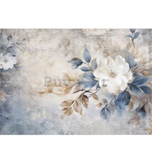 Vlies foto tapeta: Pastel Blue Flowers - 104x70,5 cm