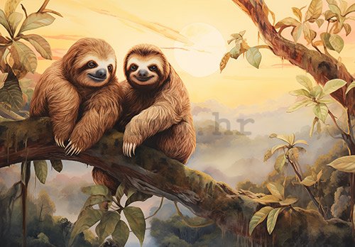 Vlies foto tapeta: Sloths Wild Animals - 104x70,5 cm