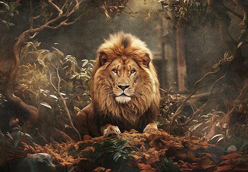 Vlies foto tapeta: Animals Cats Lion - 104x70,5 cm