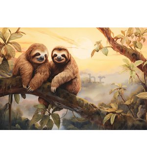 Vlies foto tapeta: Sloths Wild Animals - 208x146 cm