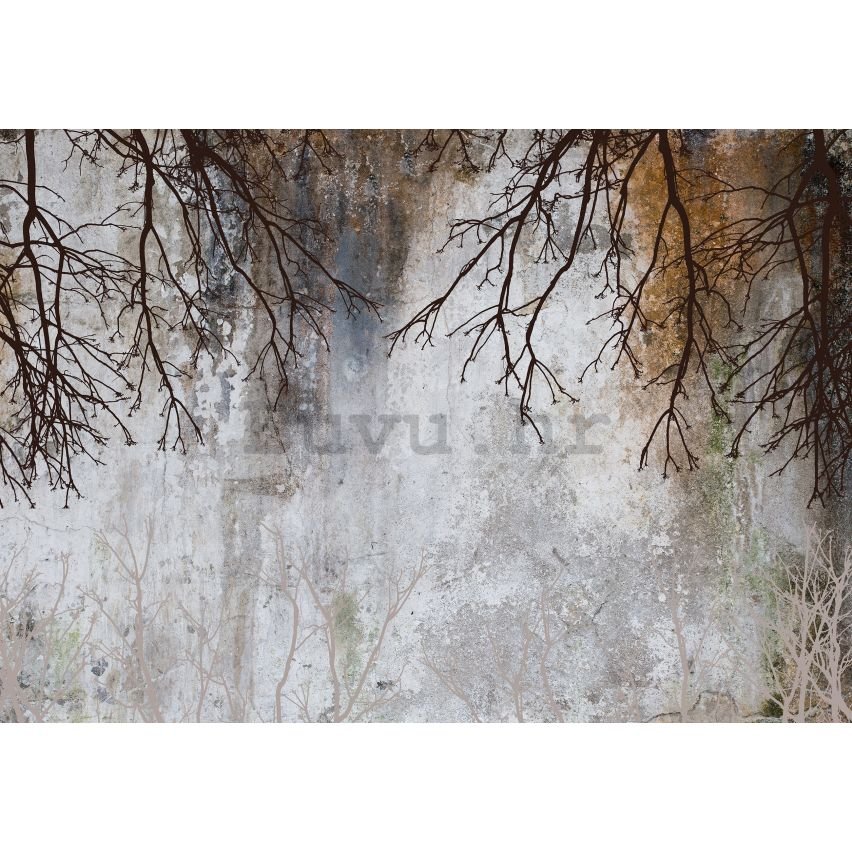 Vlies foto tapeta: Imitation concrete trees modern - 312x219cm
