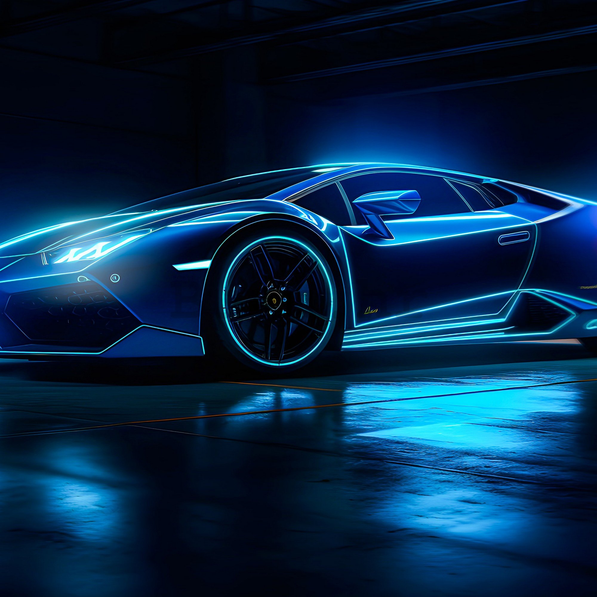 Vlies foto tapeta: Car Lamborghini luxurious neon - 312x219cm