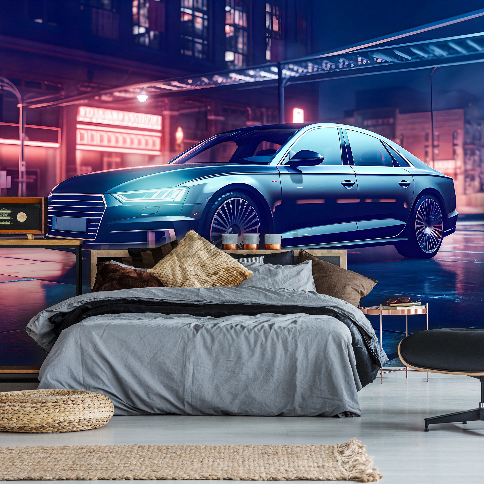 Vlies foto tapeta: Car Audi city neon - 416x254 cm