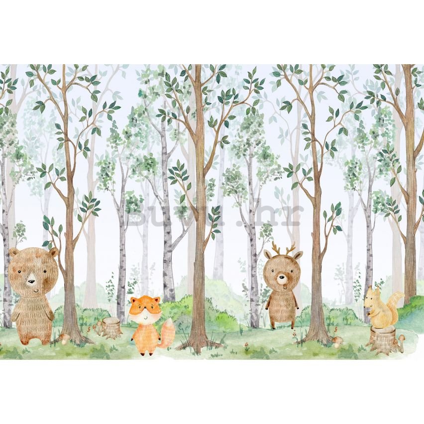Vlies foto tapeta: For kids forest animals - 416x254 cm