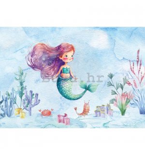 Vlies foto tapeta: For kids mermaid watercolour - 416x254 cm