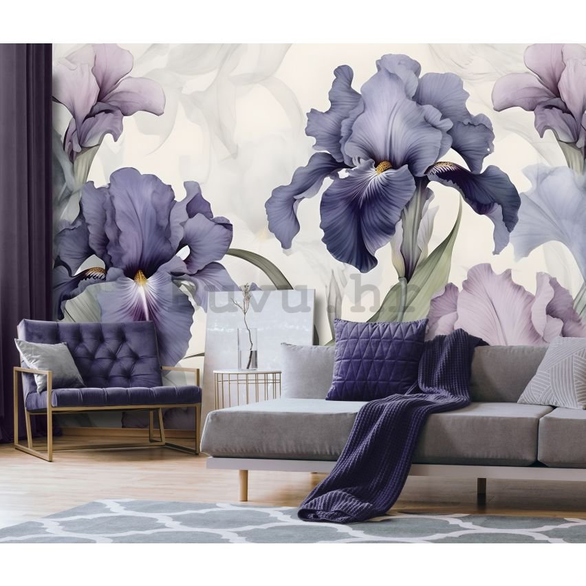 Vlies foto tapeta: Nature Flowers Modern Romantic Iris - 416x254 cm