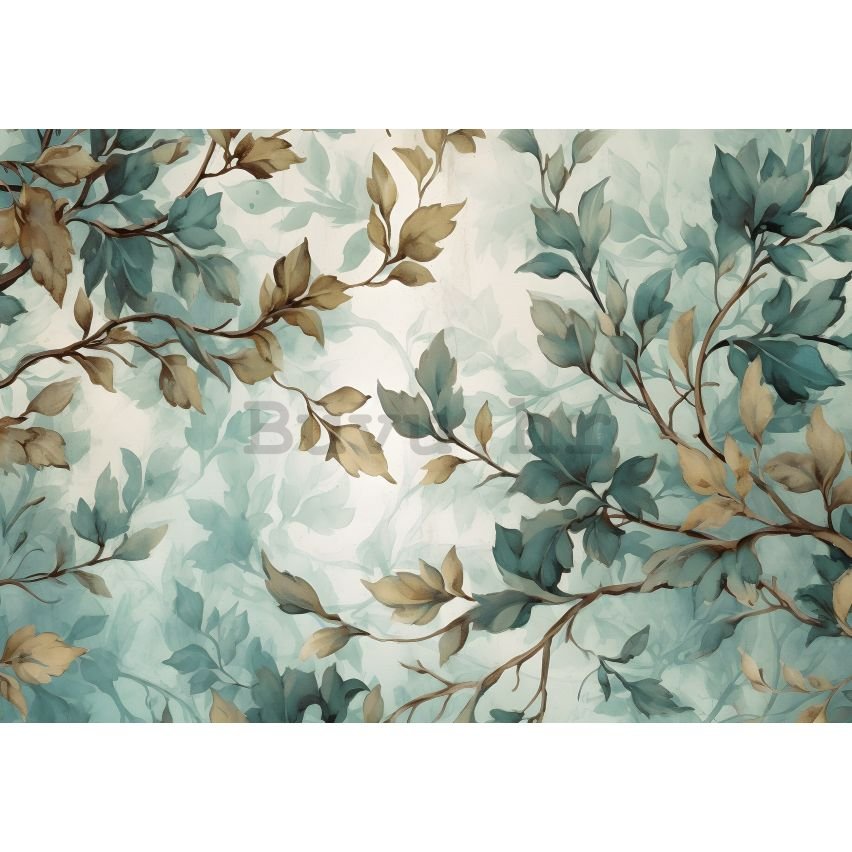 Vlies foto tapeta: Art Painted Leaves Branches - 416x254 cm