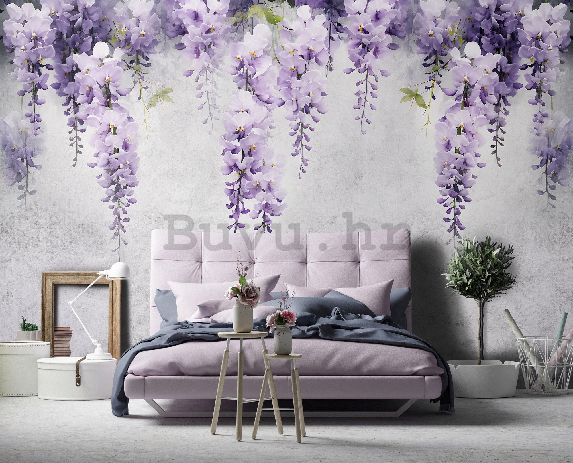 Vlies foto tapeta: Flowers Violet Wisteria Romantic (1) - 416x254 cm