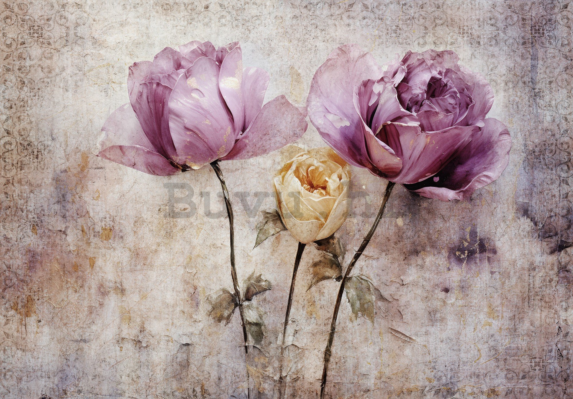 Vlies foto tapeta: Flowers Roses Structure - 416x254 cm